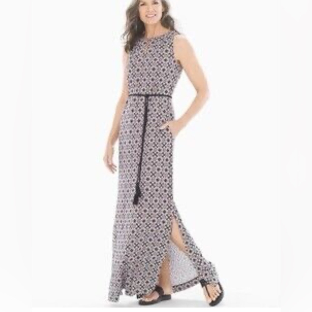 Soma Womens Jersey Knit Sleeveless Maxi Dress Size XL Geometric Boho Coachella